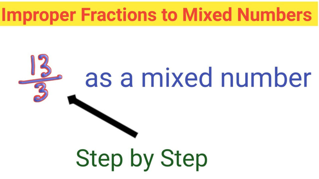 13 3 As A Mixed Number Changing Improper Fractions To Mixed Numbers 