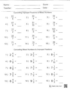 13 Mixed Numbers Improper Fractions Worksheets Answers Worksheeto