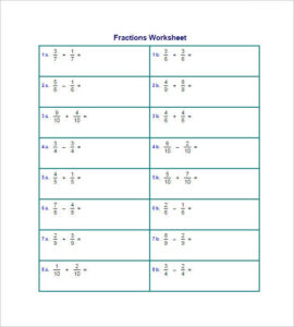 15 Adding And Subtracting Fractions Worksheets Free PDF Documents