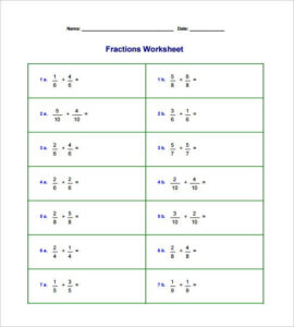 15 Adding And Subtracting Fractions Worksheets Free PDF Documents