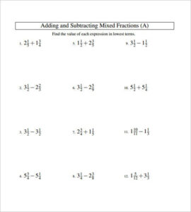 15 Adding And Subtracting Fractions Worksheets Free PDF Documents