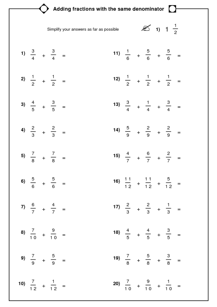 16 Add Fractions Worksheet Worksheeto