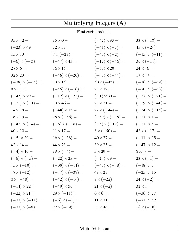 16 Best Images Of Adding Integers Worksheets 7th Grade With Answer Key