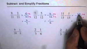 17 Subtract And Simplify Fractions YouTube