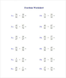 23 Sample Adding Fractions Worksheet Templates Free PDF Word