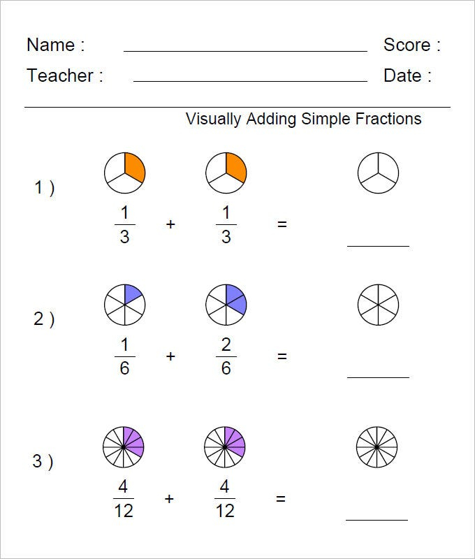 23 Sample Adding Fractions Worksheet Templates Free PDF Word 