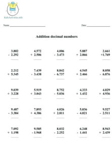 25 Decimal Worksheets Grade 5 Pdf Addition And Subtraction Decimals