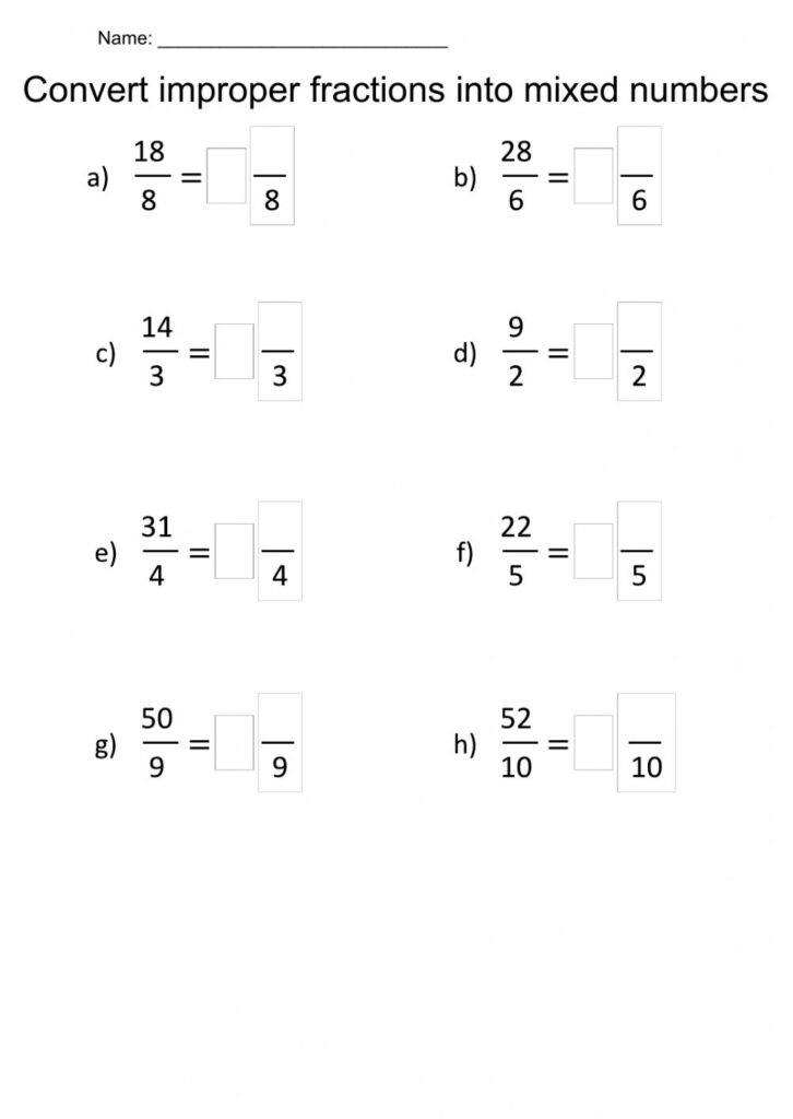 26 Converting Improper Fractions To Mixed Numbers Worksheet Worksheet 