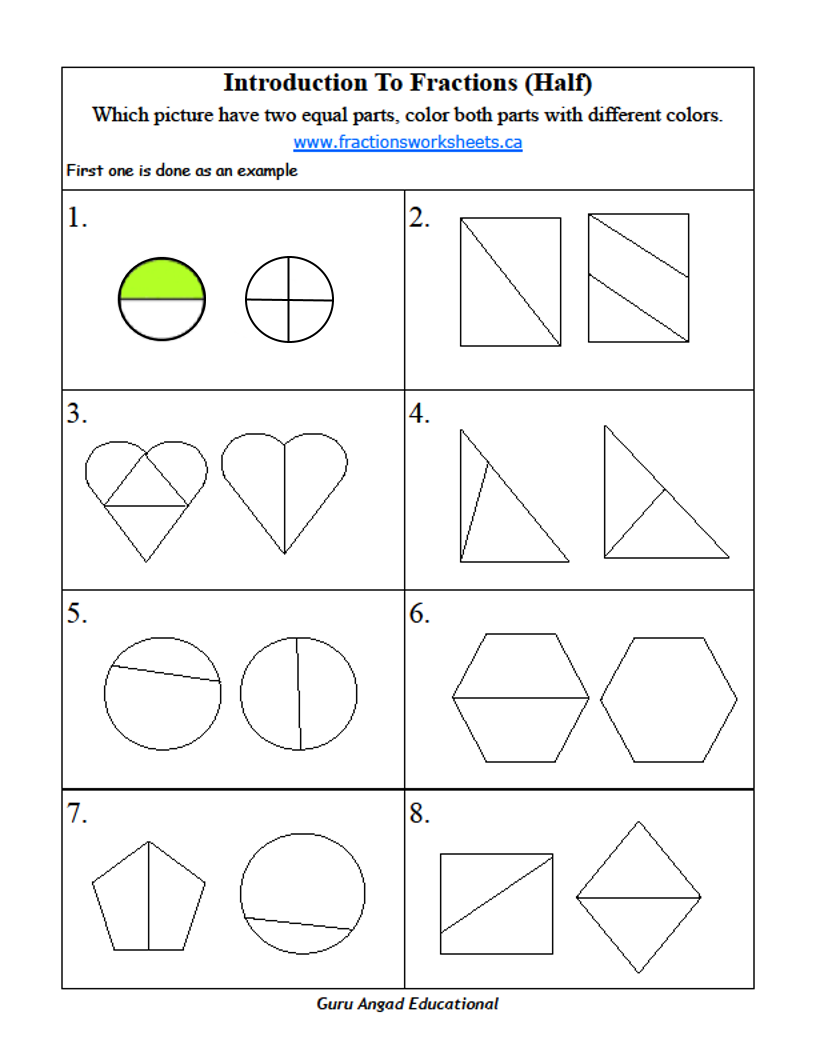 2nd Grade Fraction Worksheets Pdf