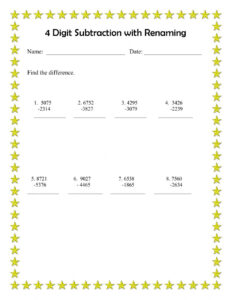 4 Digit Subtraction With Renaming Worksheet