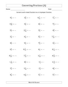 4th Grade Mixed Number And Improper Fractions Worksheet Free Printable