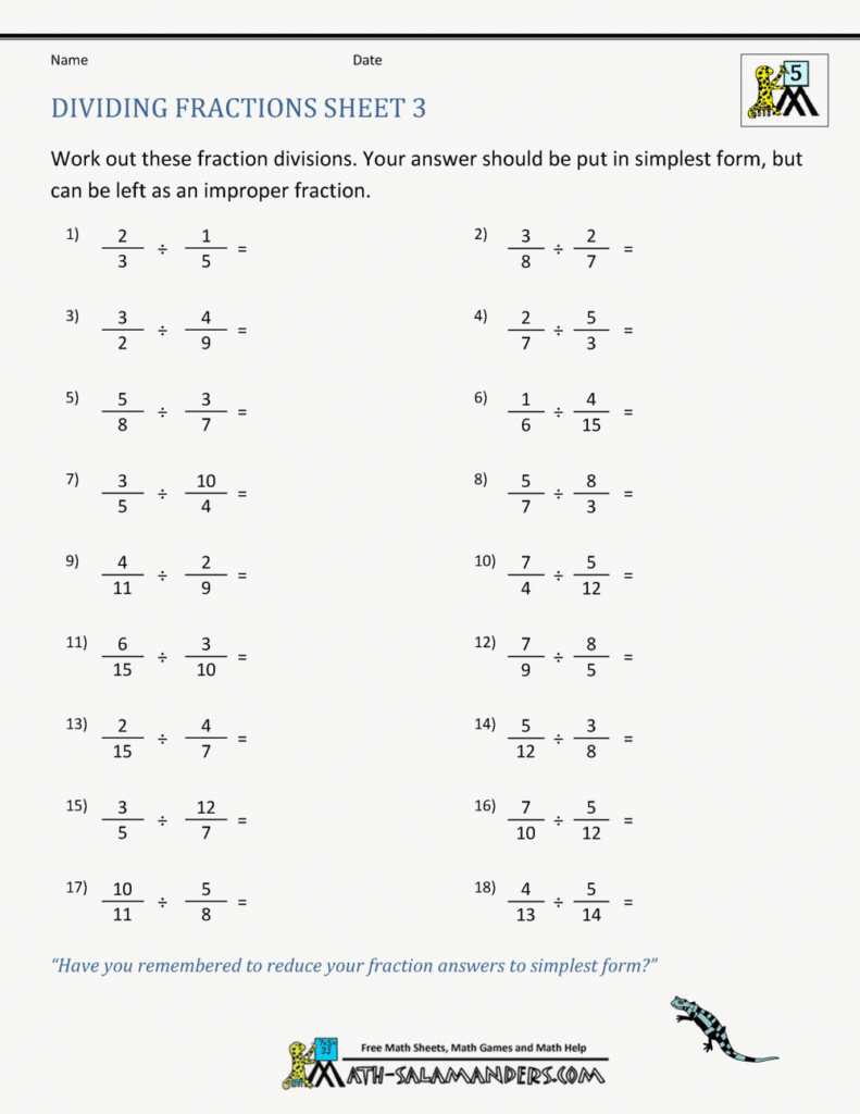 52 Lovely Of Various Multiplying And Dividing Fractions Db excel