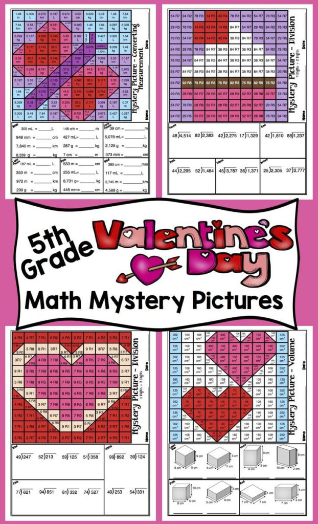 5th Grade Valentine s Day Math Activities Color By Number Math Mystery 