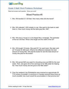 5th Grade Word Problem Worksheets Free And Printable Word Problem