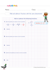 6th Grade Adding And Subtracting Fractions Worksheets PDF With Answers