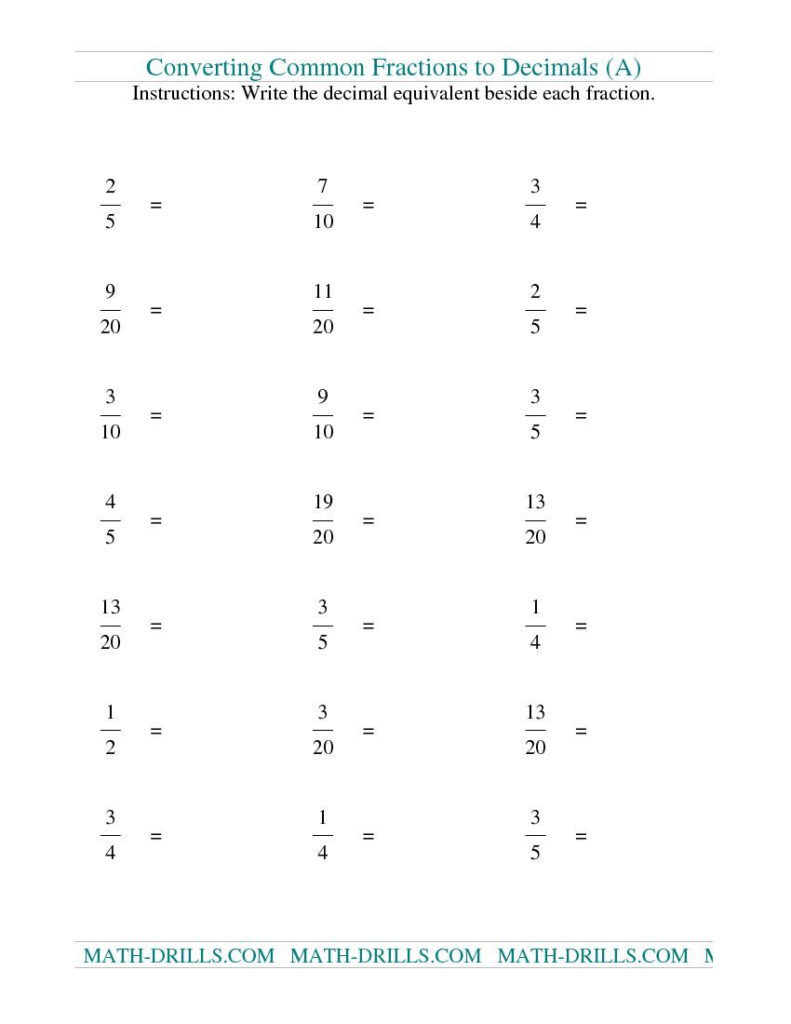 7th Grade Grade 7 Fractions To Decimals Worksheet Thekidsworksheet