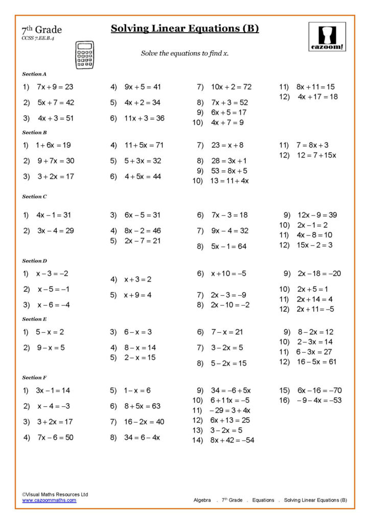 7th Grade Math Worksheets PDF Printable Worksheets