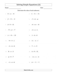 8th Grade Solving Equations Worksheets Equations Worksheets