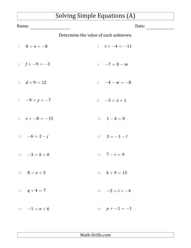 8th Grade Solving Equations Worksheets Equations Worksheets