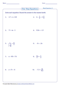 8th Grade Solving Linear Equations With Fractions Worksheet