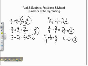 Add Subtract Fractions Mixed Numbers W Regrouping YouTube