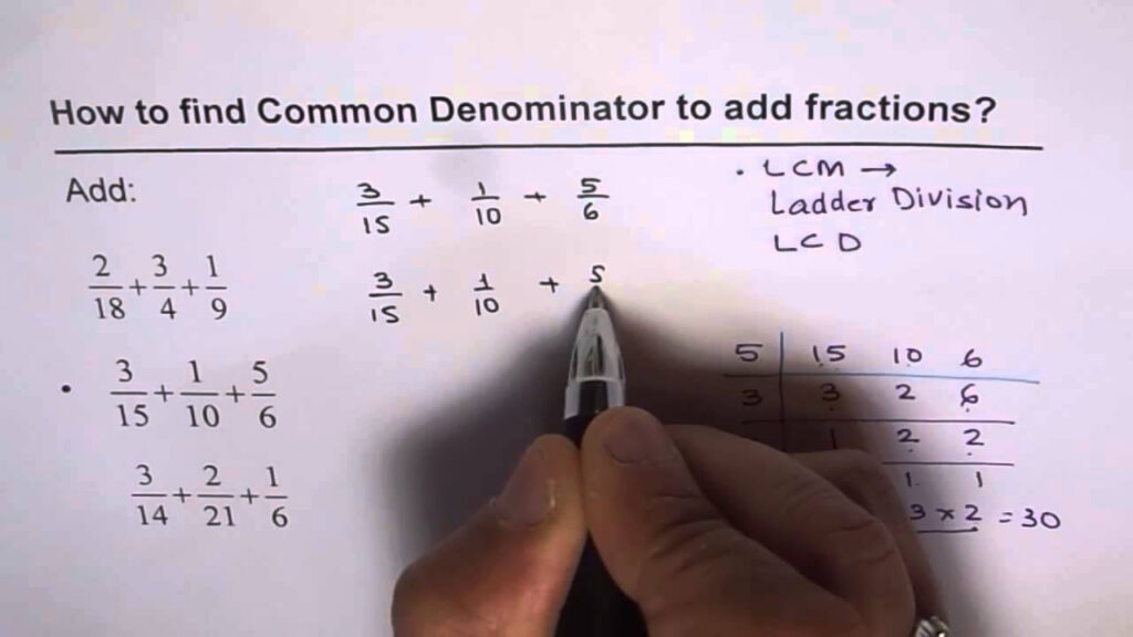 Add Three Fractions With Different Denominators LCM YouTube