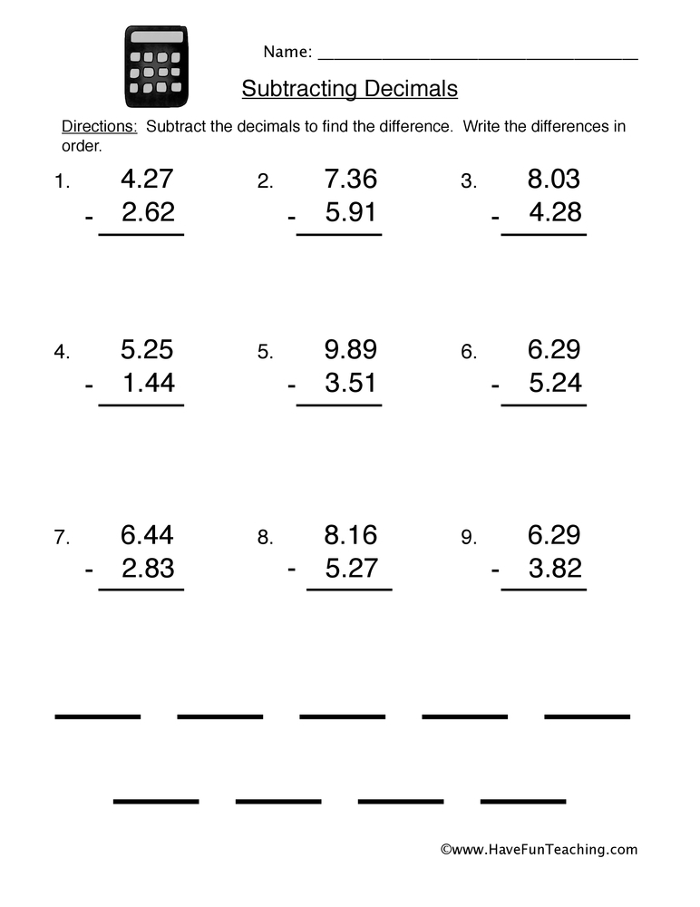 Adding And Subtracting Decimals Worksheets 6th Grade Pdf Decimal Word 