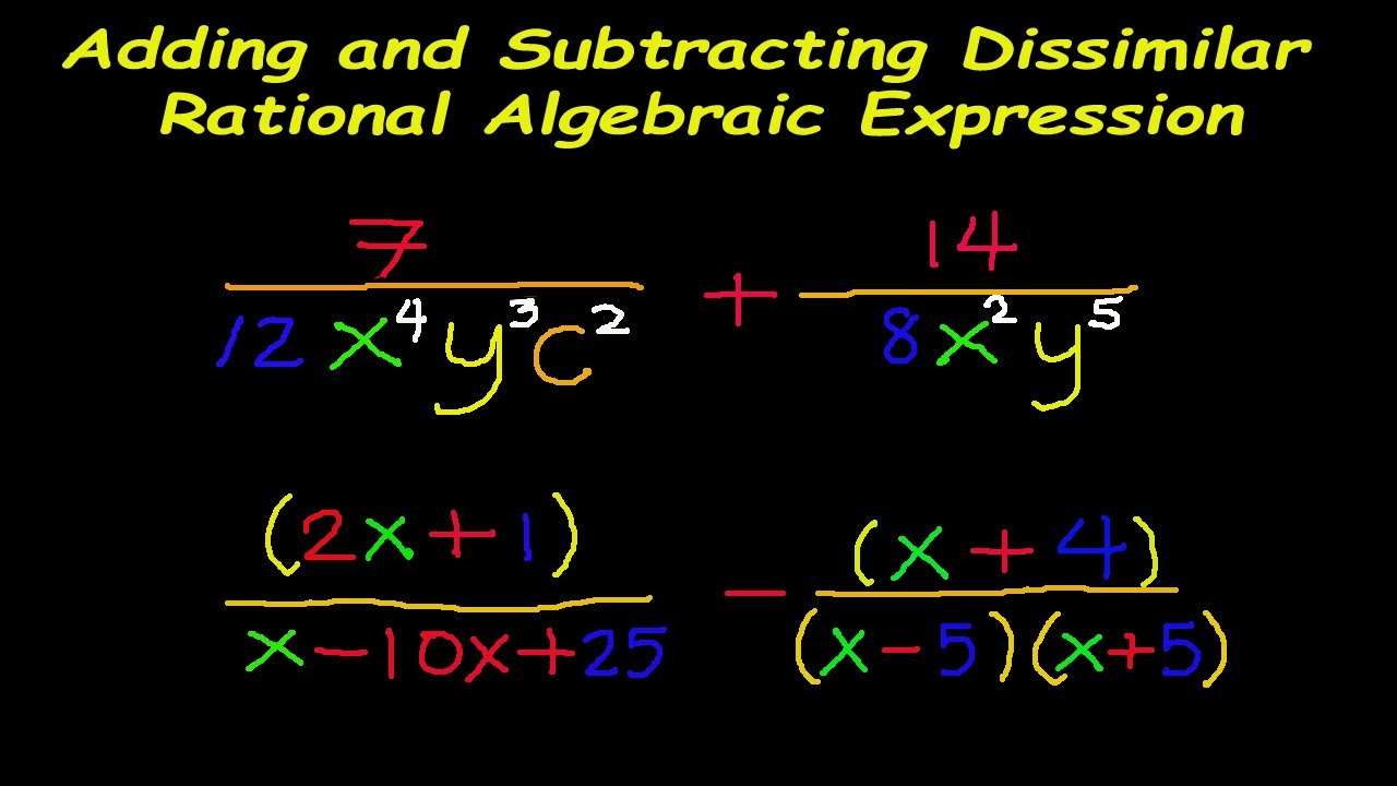 Adding Subtracting Algebraic Fractions Worksheet