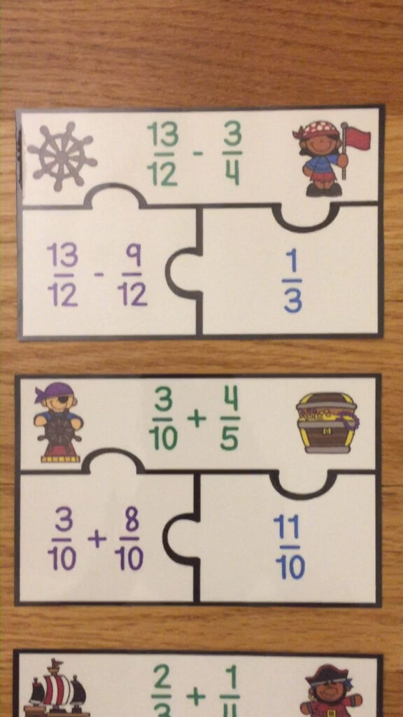 Adding And Subtracting Fractions Unlike Denominator 5th Grade Math Game 