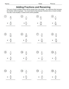 Adding And Subtracting Fractions Worksheet 7th Grade Pdf William