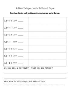 Adding And Subtracting Integers Interactive Worksheet