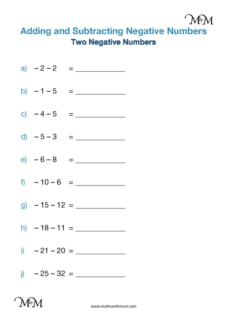 Adding And Negative Mixed Fractions Worksheet