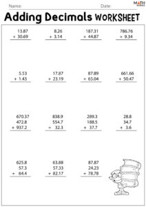 Adding Decimals Worksheets Math Monks