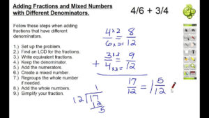 Adding Fractions And Mixed Numbers With Different Denominators YouTube