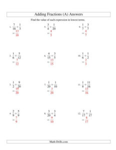 Adding Fractions With Easy to Find Common Denominators A