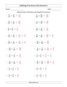 Adding Fractions With Like Denominators Simple Fraction Sums A