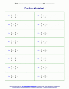 Adding Fractions With Unlike Denominators Worksheets Pdf Db excel