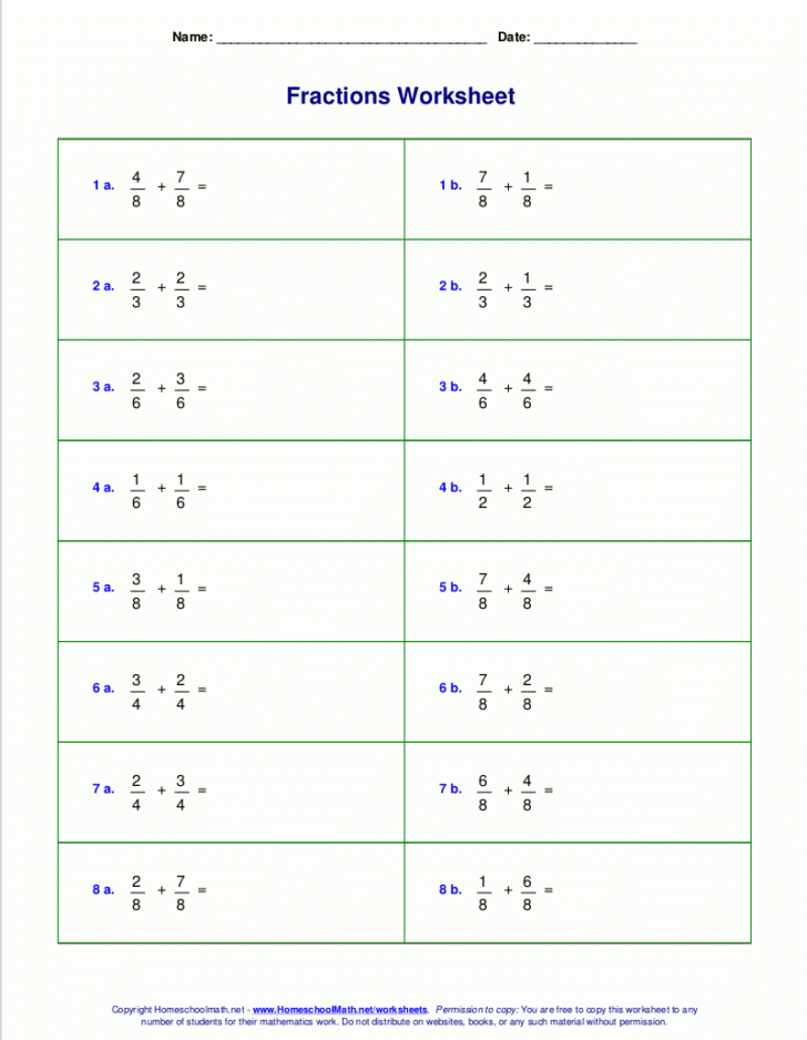 Adding Fractions With Unlike Denominators Worksheets Pdf Db excel