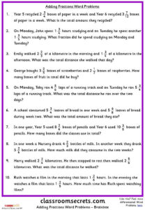 Adding Fractions Word Problems Classroom Secrets Fraction Word