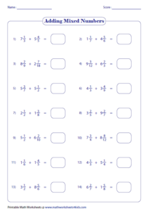 Adding Fractions Worksheets