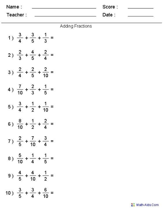 Subtracting Fractions Worksheets 4th Grade