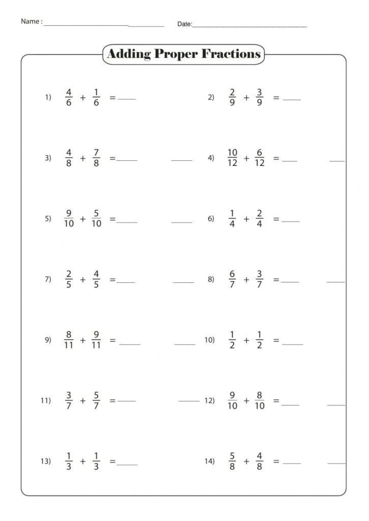 Adding Like Fractions Interactive Worksheet