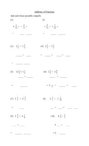 Adding Mixed Fraction Worksheet