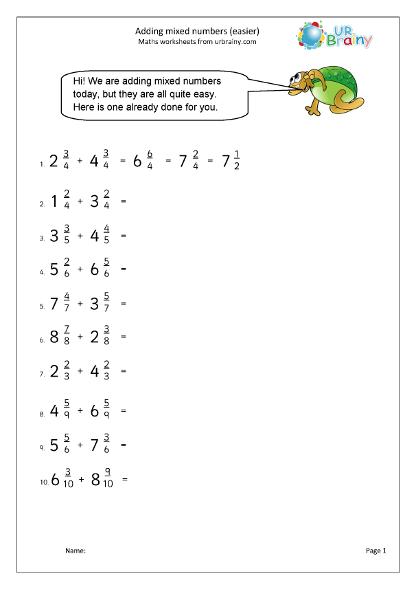 Adding Mixed Numbers easier Fraction And Decimal Worksheets For 