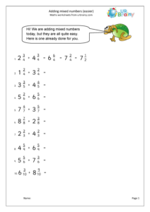 Adding Mixed Numbers easier Fraction And Decimal Worksheets For