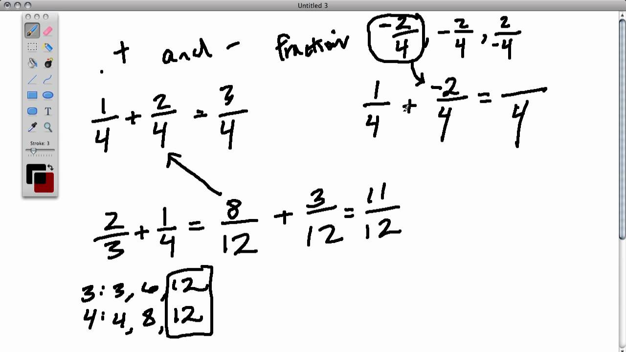 Adding And Subtracting Positive And Negative Fractions Worksheet