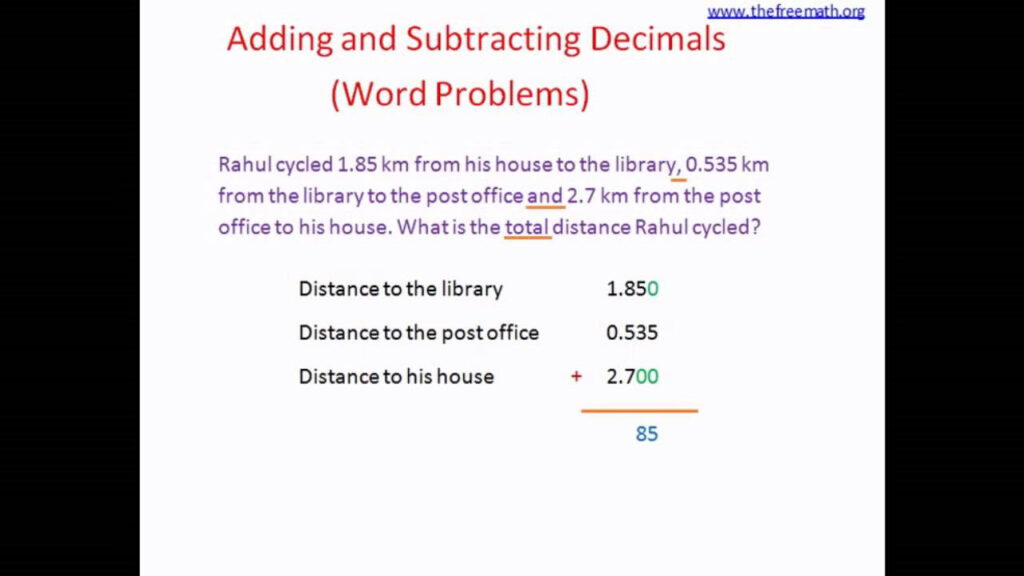 Adding Subtracting Decimals Word Problems YouTube