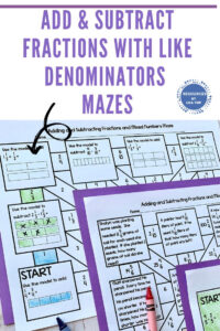 Adding Subtracting Fractions Mixed Numbers With Like Denominators