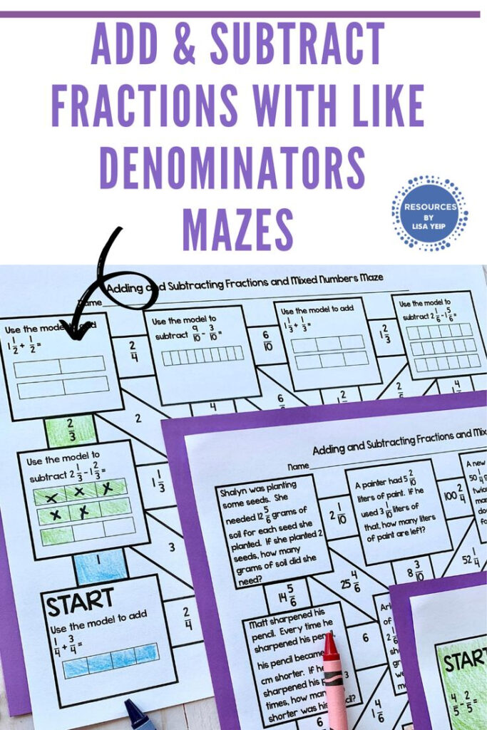 Adding Subtracting Fractions Mixed Numbers With Like Denominators 