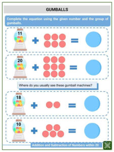 Addition And Subtraction Of Numbers Within 20 1st Grade Math Worksheets